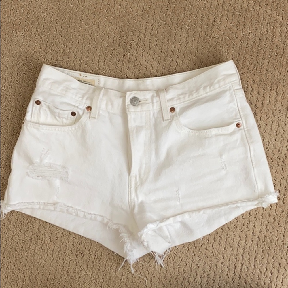 Levi’s 501 white denim shorts